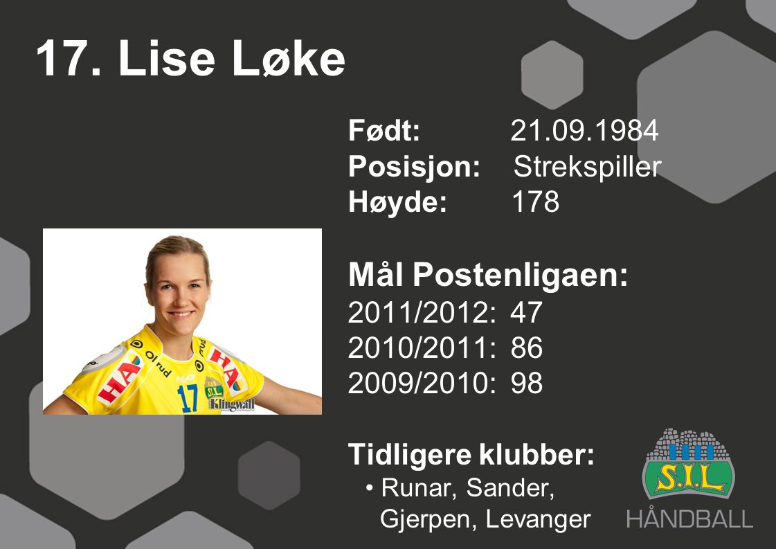 17. Lise Løke Mål Postenligaen: