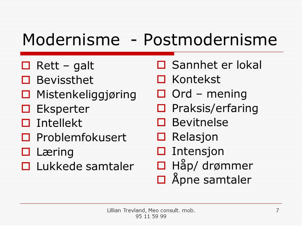 Modernisme - Postmodernisme