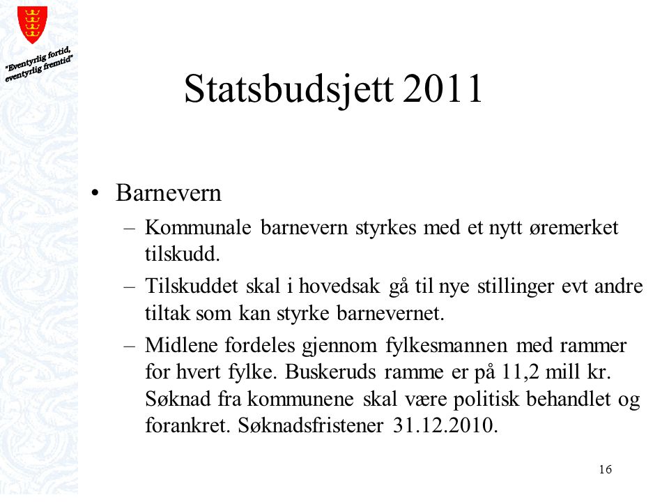 Statsbudsjett 2011 Barnevern