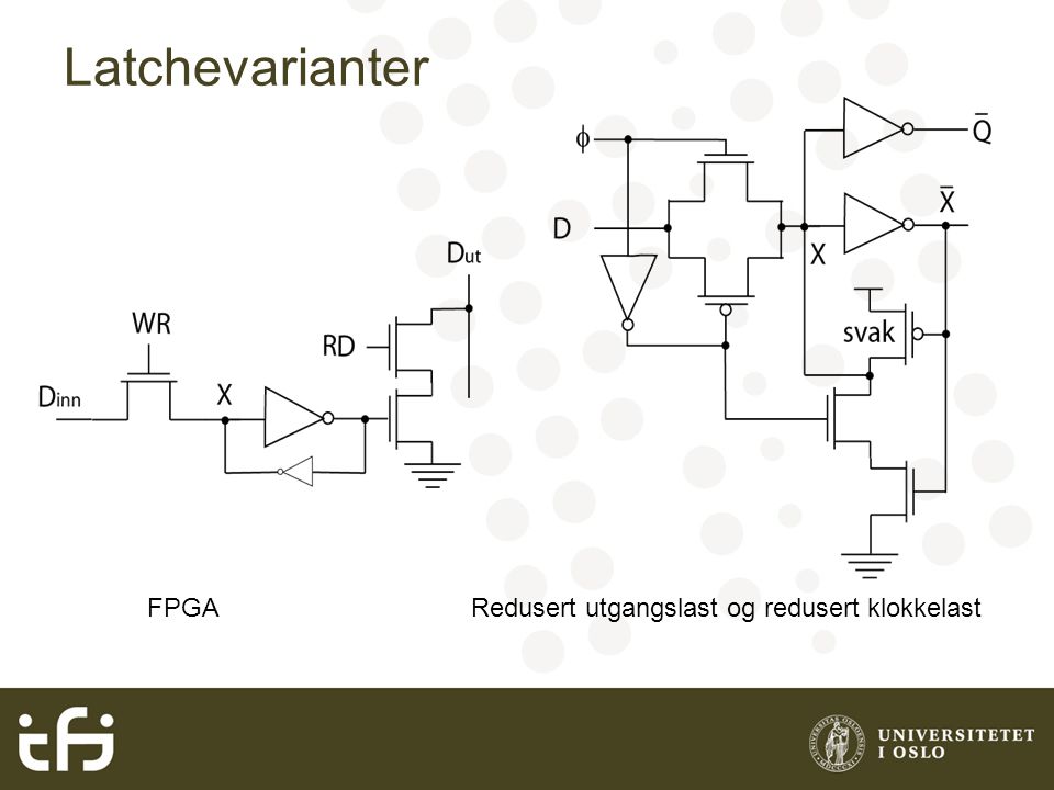 Latchevarianter FPGA Redusert utgangslast og redusert klokkelast