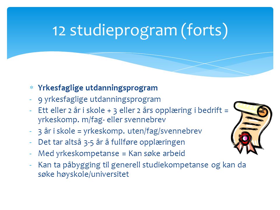 12 studieprogram (forts)