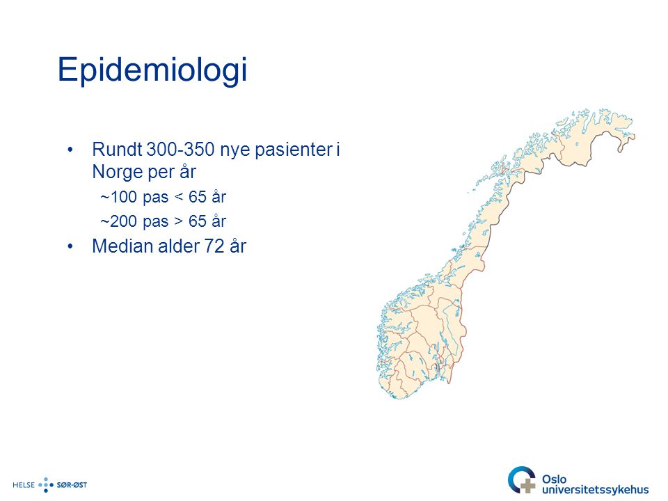Epidemiologi Rundt nye pasienter i Norge per år