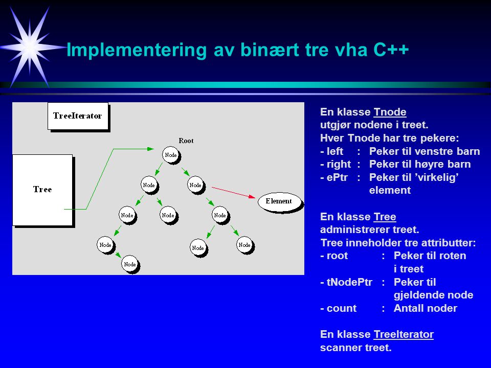 Implementering av binært tre vha C++