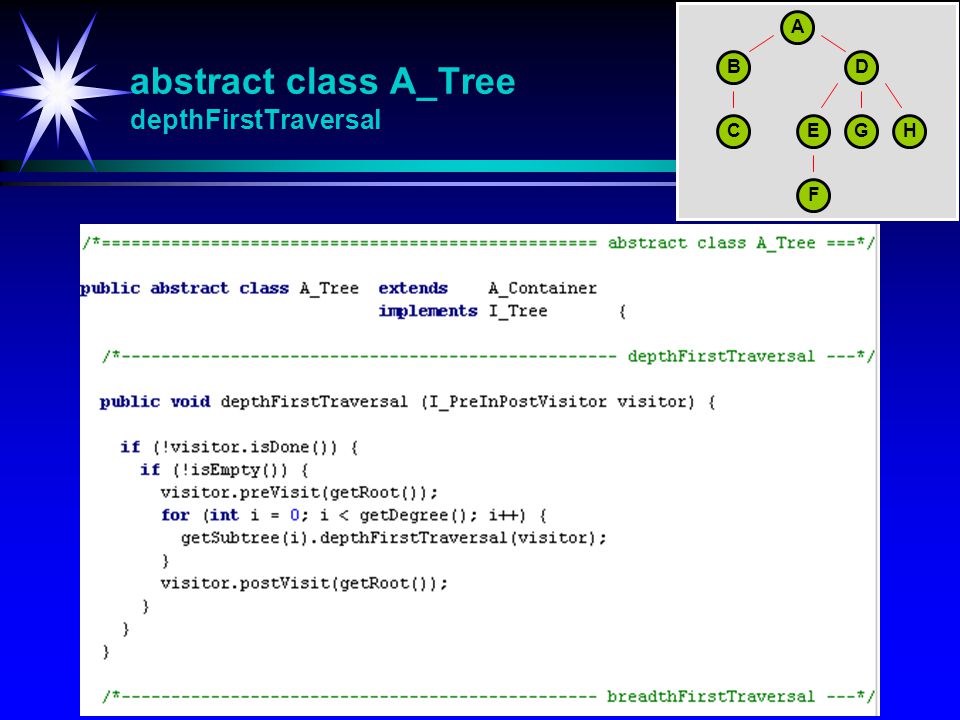 abstract class A_Tree depthFirstTraversal