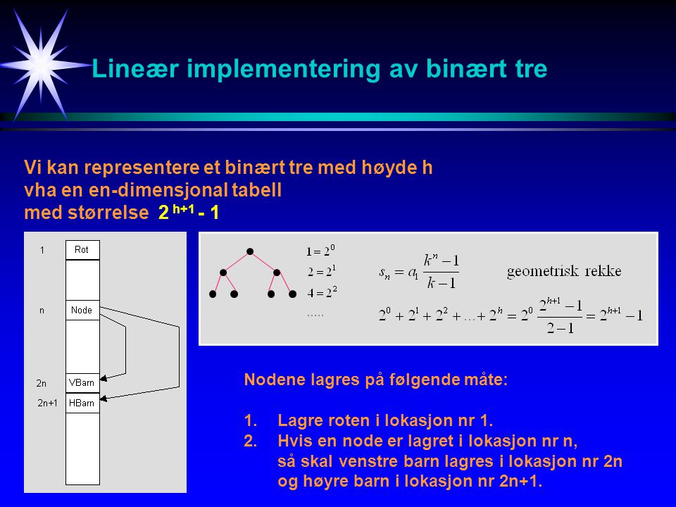 Lineær implementering av binært tre