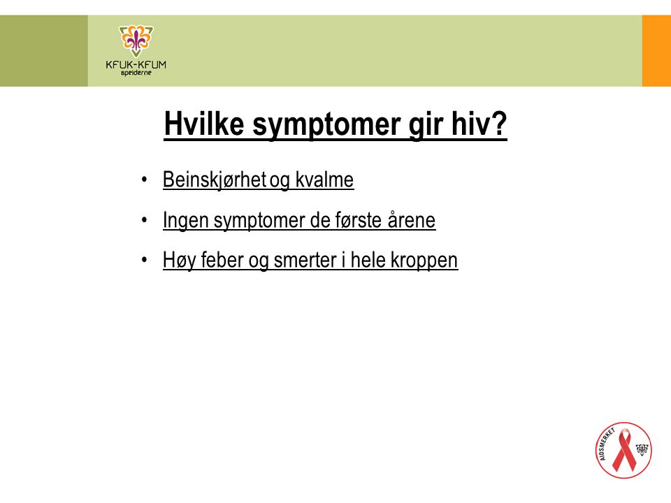 Hvilke symptomer gir hiv
