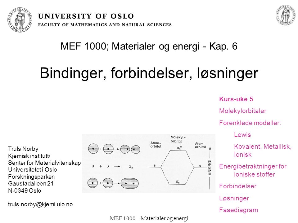 MEF 1000 – Materialer og energi