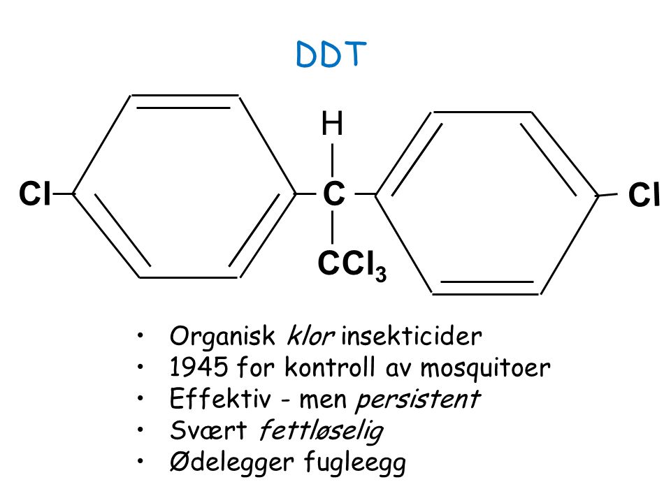 DDT H Cl C Cl CCl3 Organisk klor insekticider
