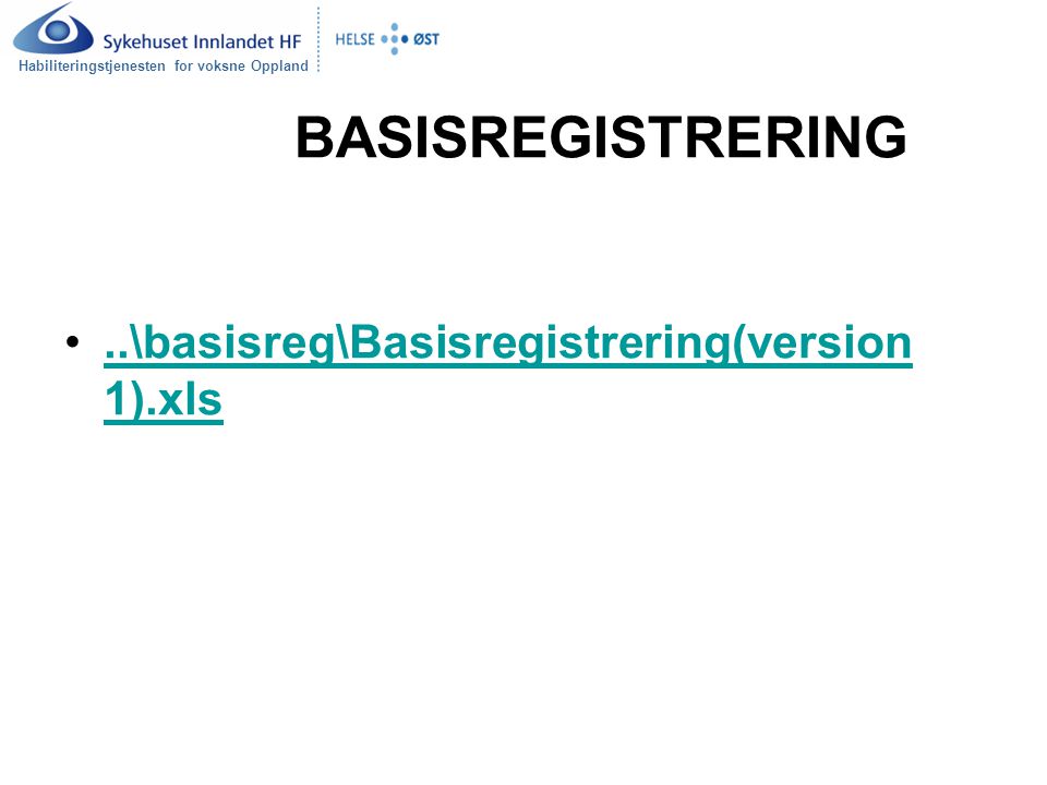 BASISREGISTRERING ..\basisreg\Basisregistrering(version 1).xls