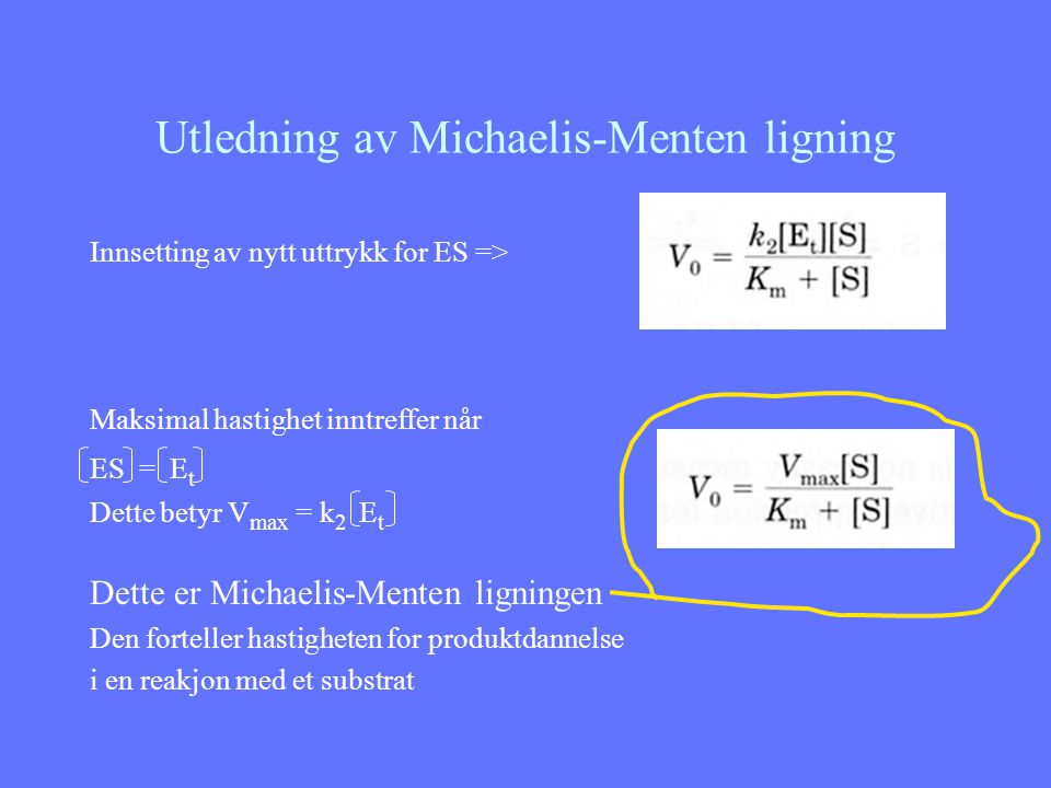 Utledning av Michaelis-Menten ligning