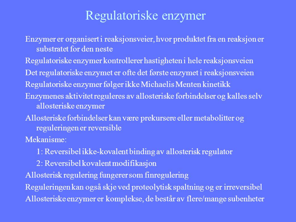 Regulatoriske enzymer