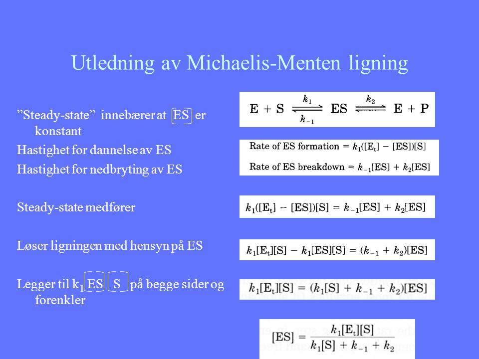 Utledning av Michaelis-Menten ligning