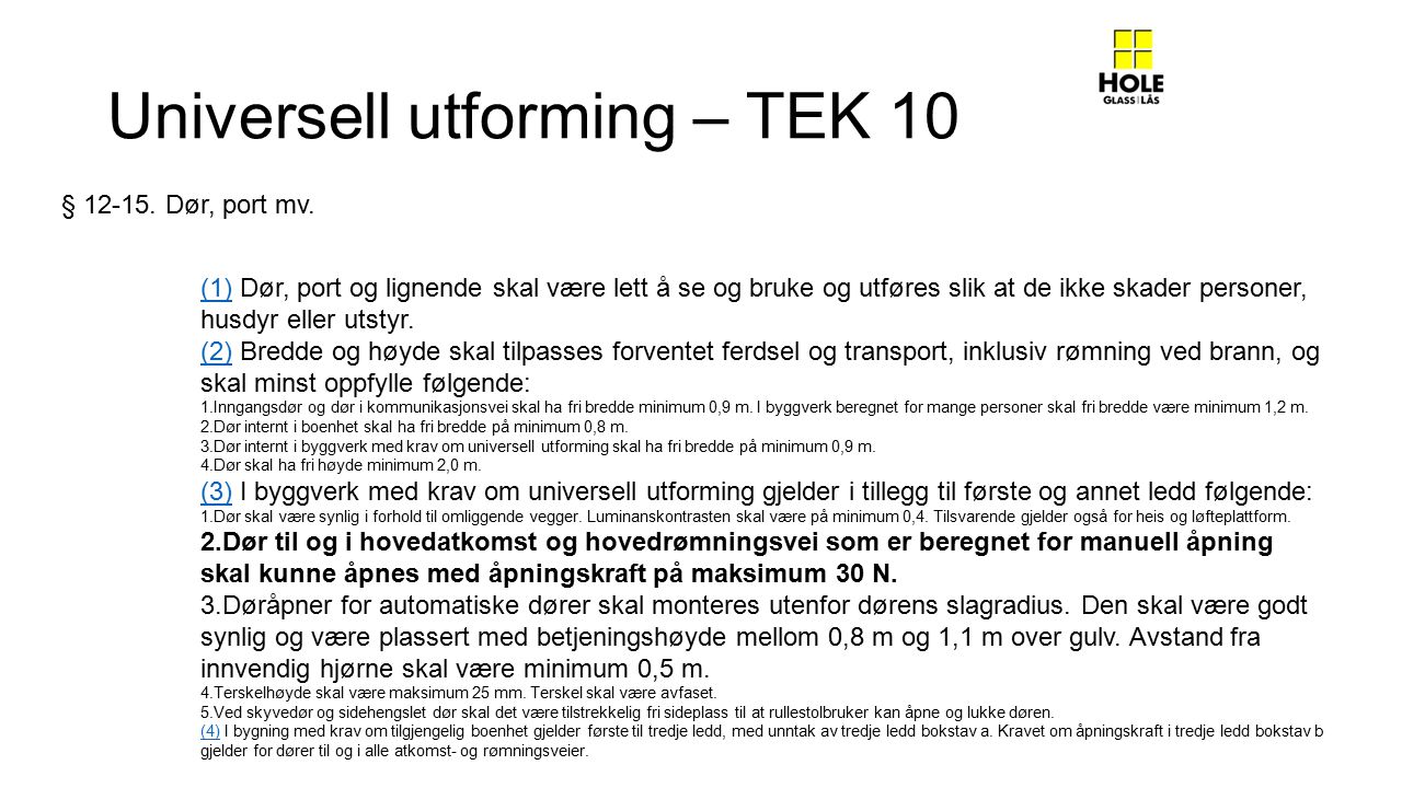 Universell utforming – TEK 10