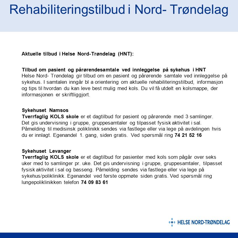 Rehabiliteringstilbud i Nord- Trøndelag
