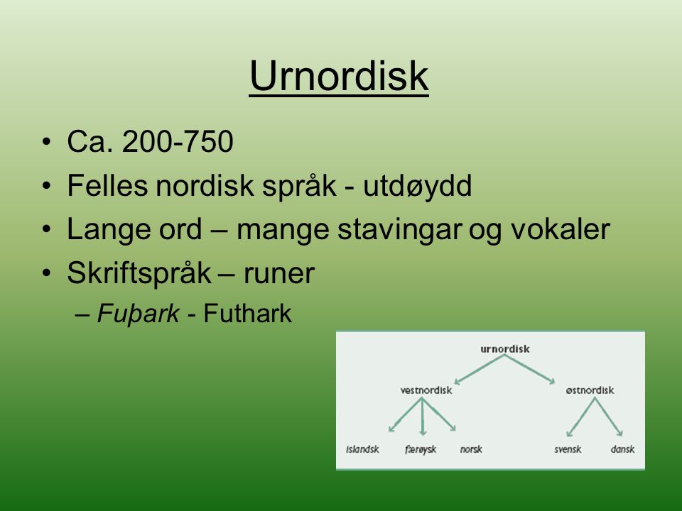 Urnordisk Ca Felles nordisk språk - utdøydd