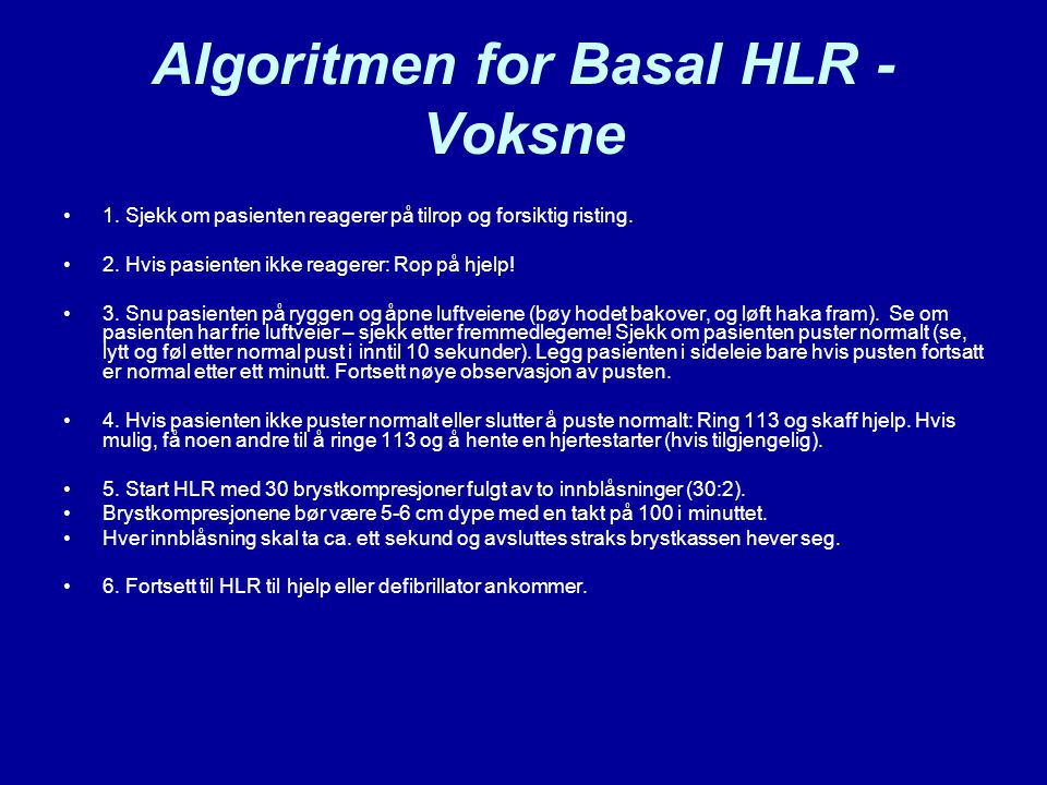 Algoritmen for Basal HLR - Voksne