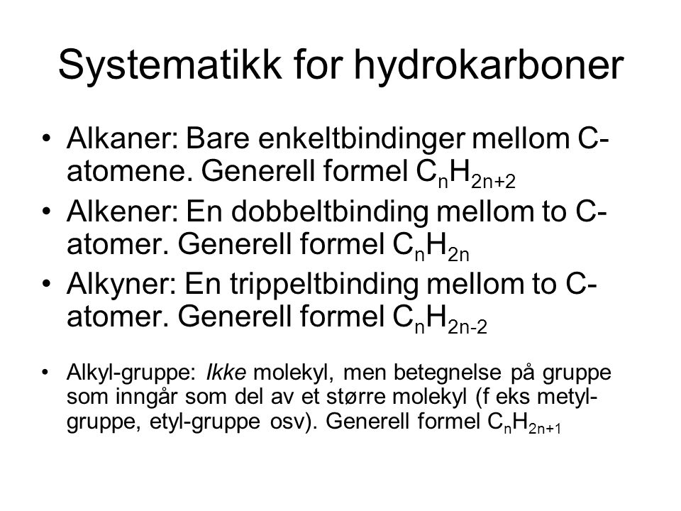 Systematikk for hydrokarboner