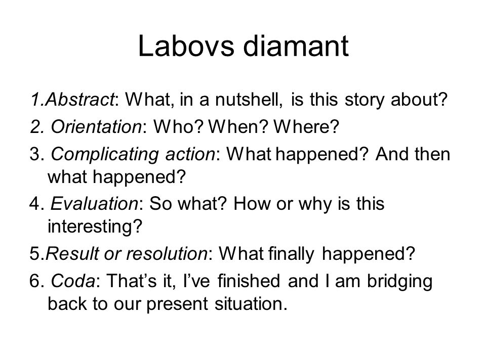 Labovs diamant 1.Abstract: What, in a nutshell, is this story about