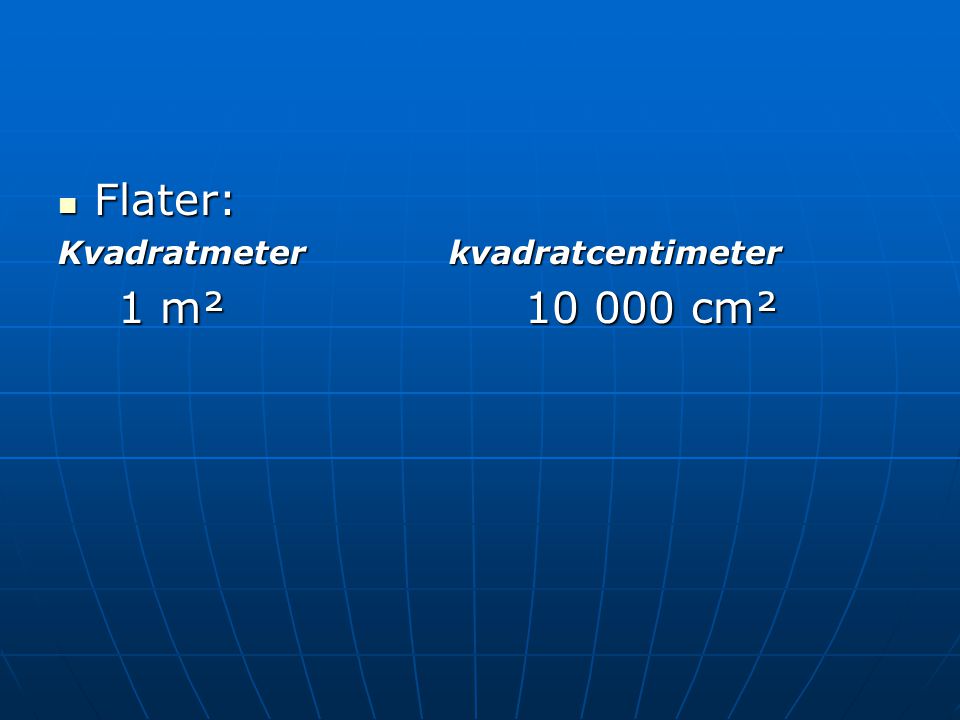 Flater: Kvadratmeter kvadratcentimeter 1 m² cm²