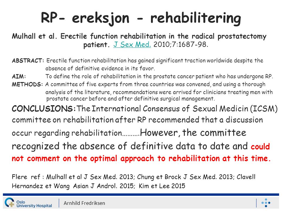 RP- ereksjon - rehabilitering