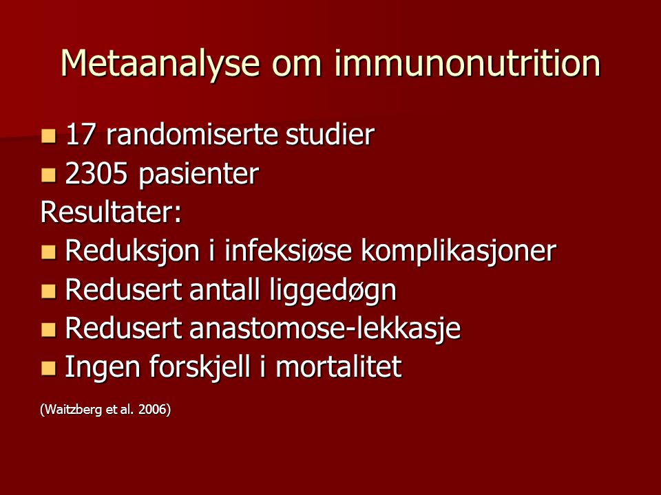 Metaanalyse om immunonutrition