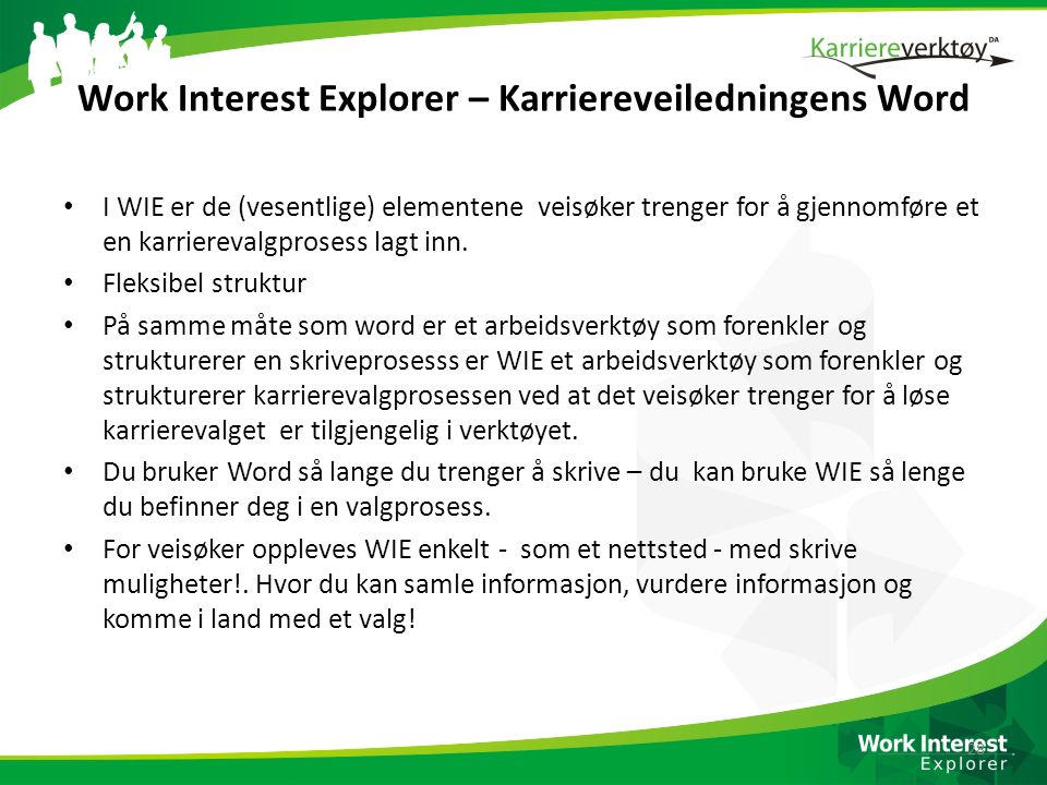 Work Interest Explorer – Karriereveiledningens Word